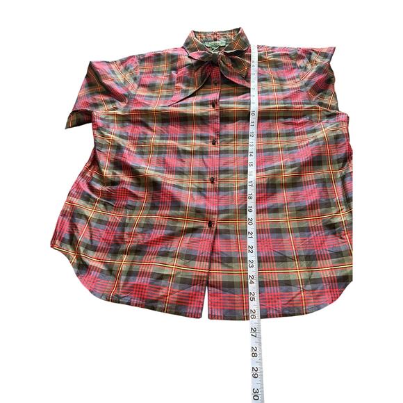 NWT Ralph Lauren Silk Georgette Harvest Plaid Button Down Blouse Size Large - Picture 13 of 13